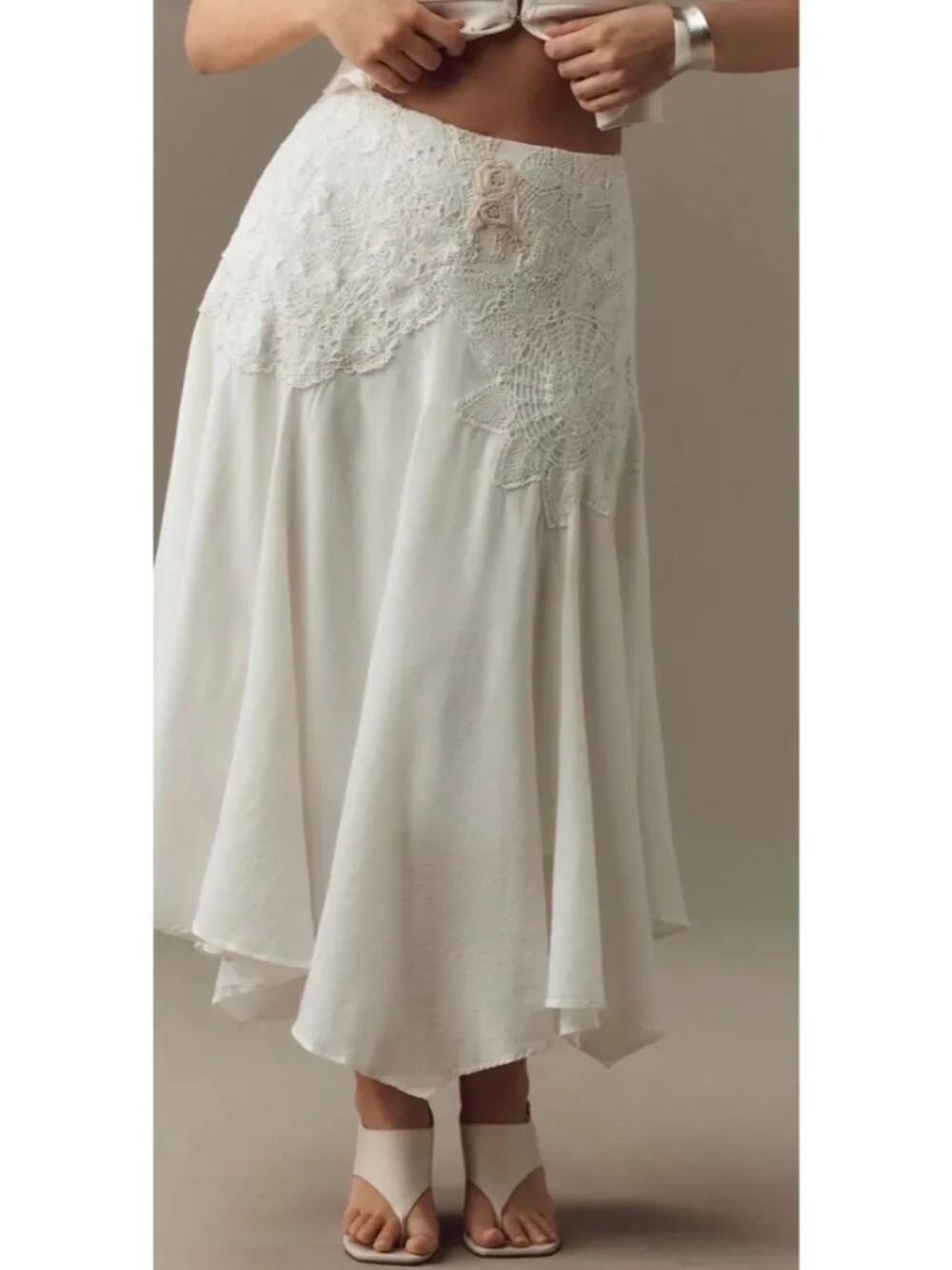 NWT 6P Anthropologie Crafted Crochet Skirt Lace Applique Lined - Picture 4 of 16